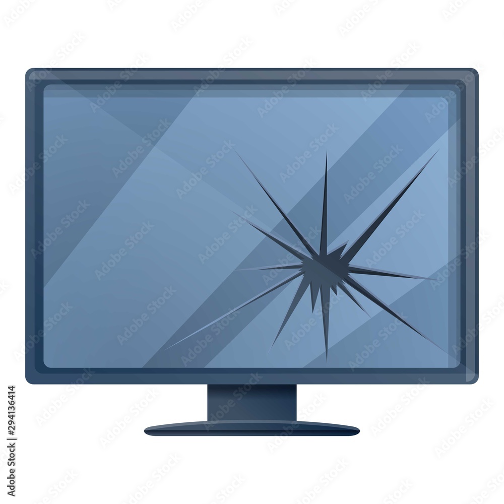Poster broken lcd monitor icon. cartoon of broken lcd monitor vector icon for web design isolated on white 