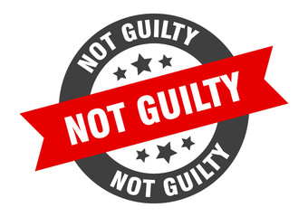 not guilty sign. not guilty black-red round ribbon sticker