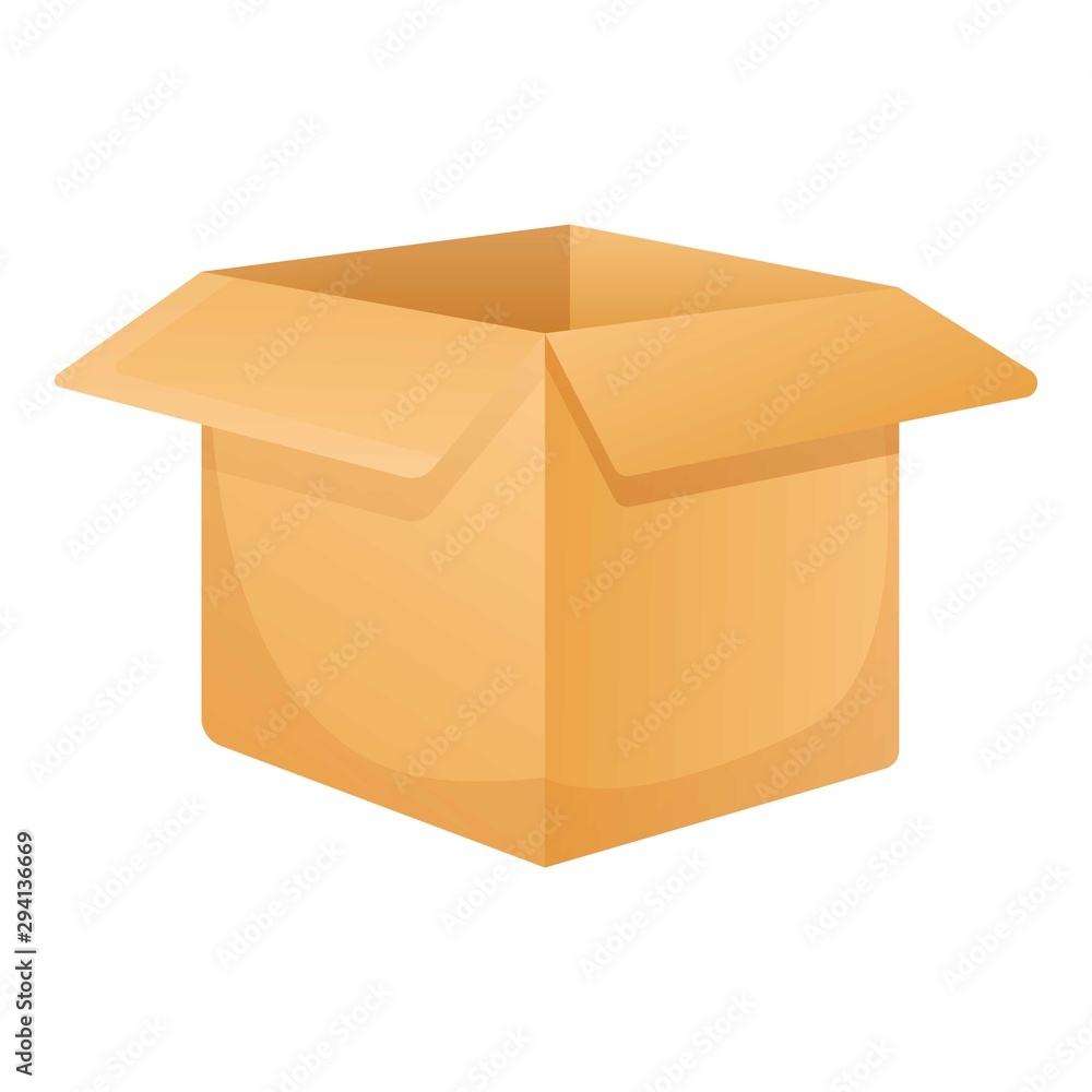 Poster open carton box icon. cartoon of open carton box vector icon for web design isolated on white backgr