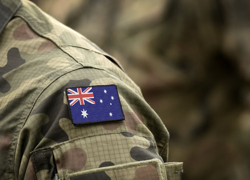 Flag Of Australia On Military Uniform (collage).