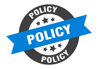 policy sign. policy blue-black round ribbon sticker