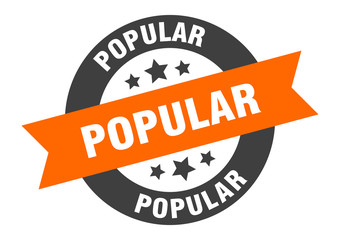 Obraz premium popular sign. popular orange-black round ribbon sticker