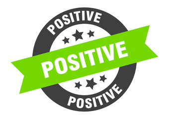 positive sign. positive black-green round ribbon sticker
