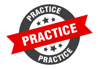 practice sign. practice black-red round ribbon sticker