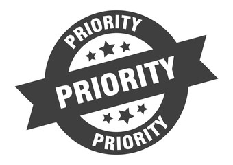 Fototapeta premium priority sign. priority black round ribbon sticker