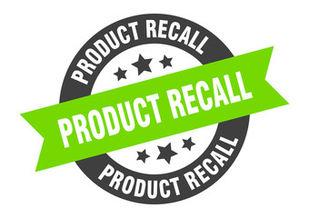 product recall sign. product recall black-green round ribbon sticker