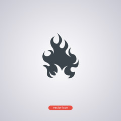 Black fire icon. Flat style. Vector illustration.