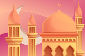 Mosque concept background. Cartoon illustration of mosque vector concept background for web design