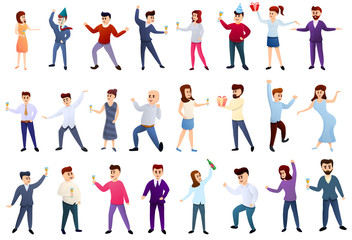 Fototapeta na wymiar Office party icons set. Cartoon set of office party vector icons for web design