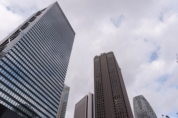 Obraz premium 東京都新宿区西新宿の高層ビル群の街並み