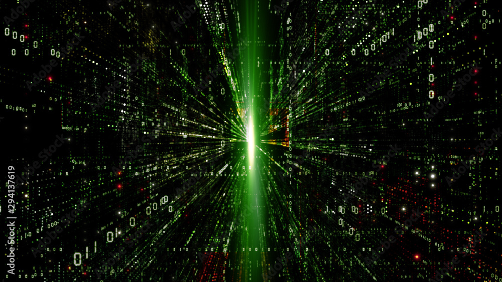 Poster digital cyberspace with particles and digital data network connections concept