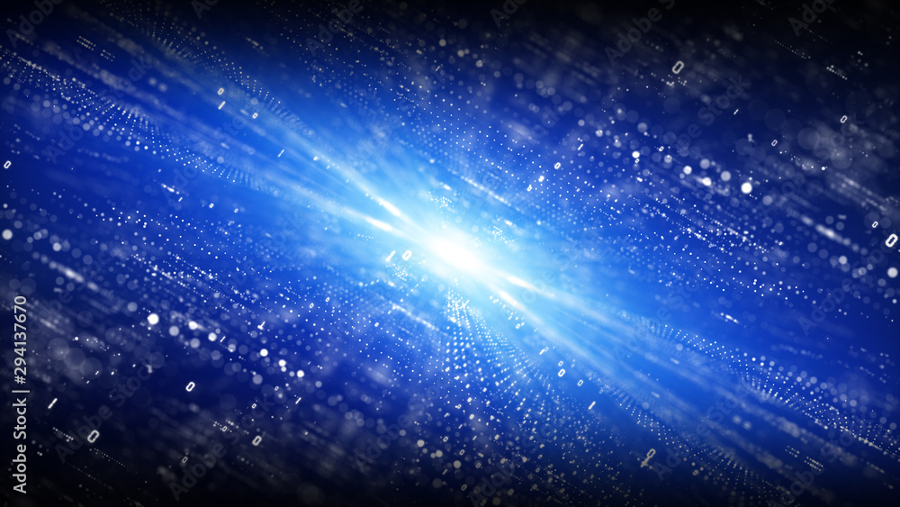 Aufkleber digital cyberspace with particles and digital data network connections concept