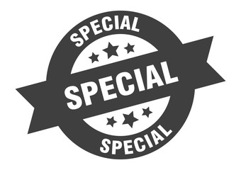 special sign. special black round ribbon sticker