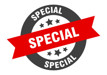 special sign. special black-red round ribbon sticker