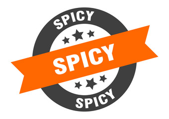 spicy sign. spicy orange-black round ribbon sticker