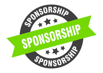 sponsorship sign. sponsorship black-green round ribbon sticker