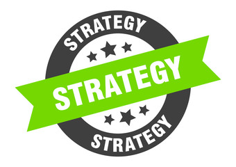 strategy sign. strategy black-green round ribbon sticker