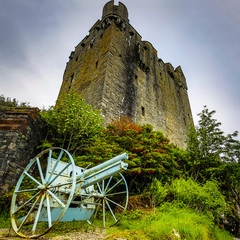 Ancient Scottish medieval buildings and beautiful landscape of traditional nature.