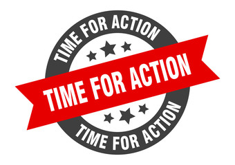 Obraz premium time for action sign. time for action black-red round ribbon sticker