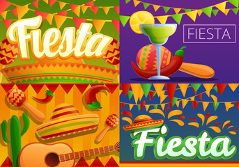Fiesta banner set. Cartoon illustration of fiesta vector banner set for web design
