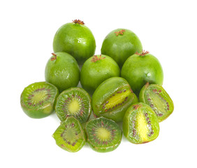 mini kiwi baby fruit on white background