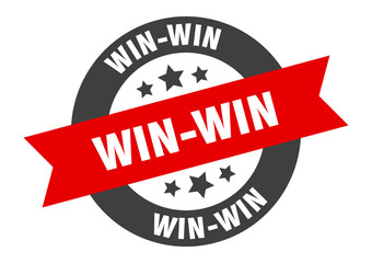 win-win sign. win-win black-red round ribbon sticker