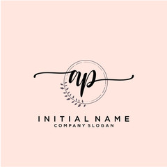 AP Beauty vector initial logo, handwriting logo.