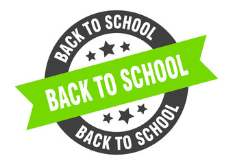 back to school sign. back to school black-green round ribbon sticker