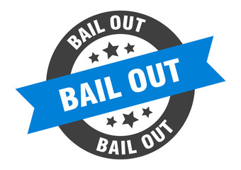 Obraz premium bail out sign. bail out blue-black round ribbon sticker