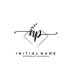 AP Beauty vector initial logo, handwriting logo.