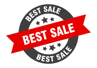 best sale sign. best sale black-red round ribbon sticker