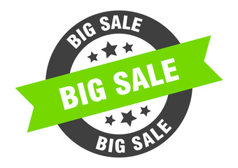 big sale sign. big sale black-green round ribbon sticker