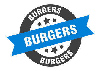 Fototapeta premium burgers sign. burgers blue-black round ribbon sticker