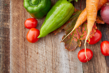 Fresh vegetables on a wooden board