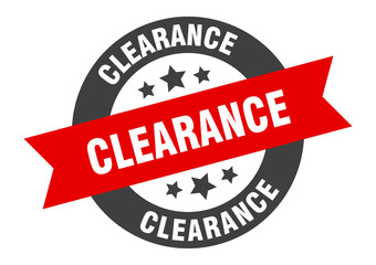clearance sign. clearance black-red round ribbon sticker