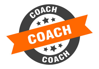 coach sign. coach orange-black round ribbon sticker