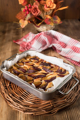 Traditional homemade cake with fruit.