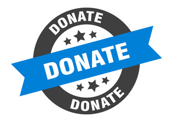 donate sign. donate blue-black round ribbon sticker