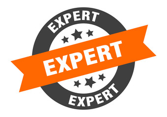Fototapeta premium expert sign. expert orange-black round ribbon sticker