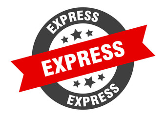 express sign. express black-red round ribbon sticker