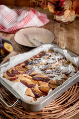 Traditional homemade cake with fruit.