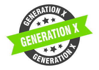 generation x sign. generation x black-green round ribbon sticker