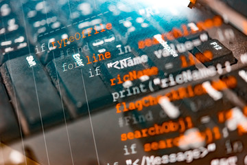 Software developer programming code. Abstract computer script code. Programming code screen of software developer. Software Programming Work Time. Code text written and created entirely by myself.