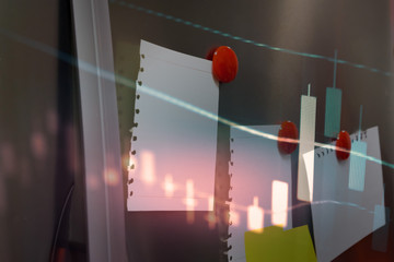 Candle stick graph chart with indicator: Cryptocurrencies graphs trading including of up and down trend with divergent reverse price pattern.