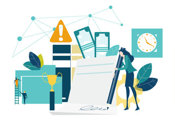 Business woman sining the contract. Better opportunity, area growth, bigger salary, working together, making a progress, successful way to move the business