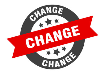 change sign. change black-red round ribbon sticker