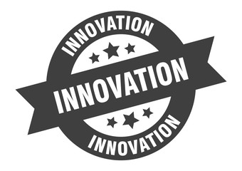 innovation sign. innovation black round ribbon sticker