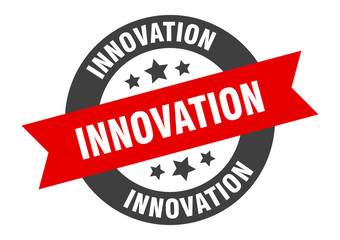 innovation sign. innovation black-red round ribbon sticker