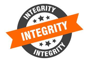 integrity sign. integrity orange-black round ribbon sticker