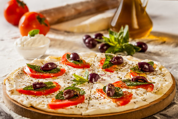 Delicious pizza made in wood oven 